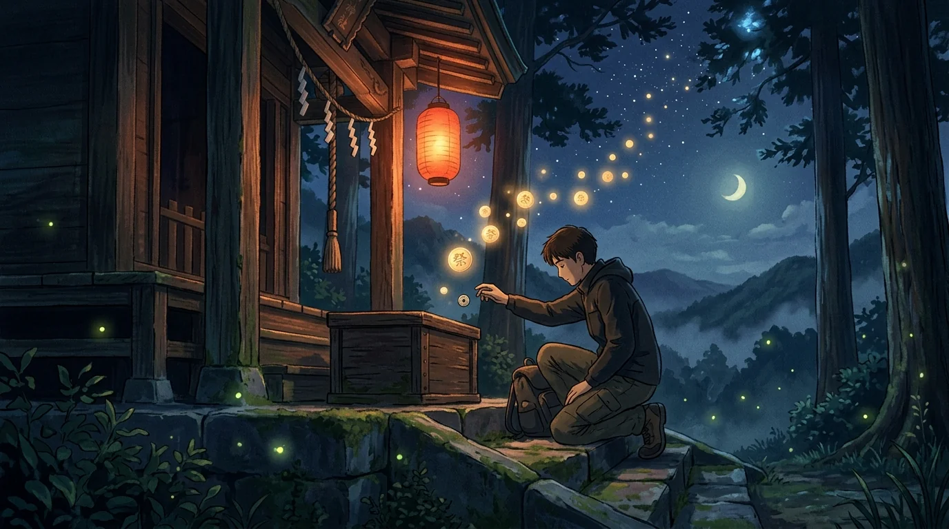 夜の聖地 ── 静寂の中で、おみくじが光になる